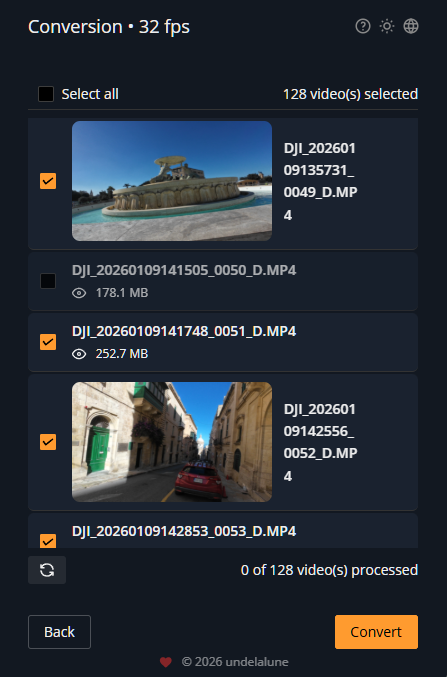 Video FPS conversion progress with real-time processing statistics